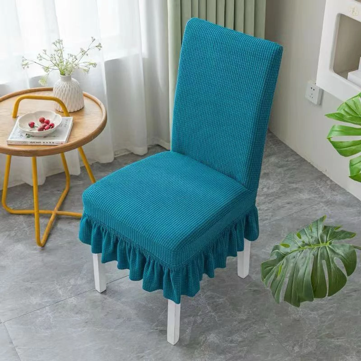 Solid Color Chair Covers Decoration Chair Cover for Dining Room Seat (sky blue)