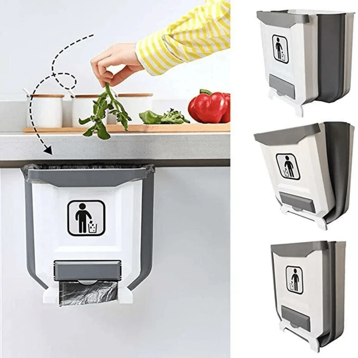 Foldable Waste Bin for Kitchen Cabinet Door