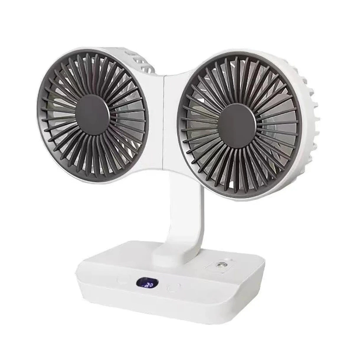 Rechargeable Double Head Auto Rotation Desktop Fan